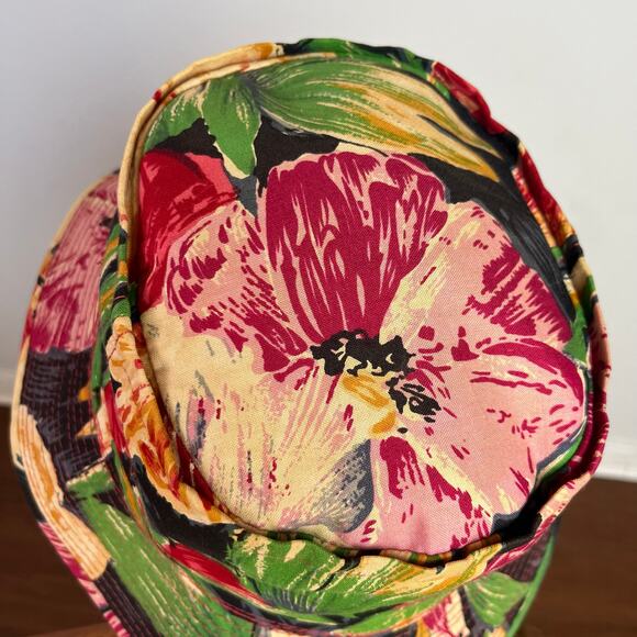 Vintage 80s Floral Hawaiian Bucket Sun Fisherman Hat - Picture 5 of 7